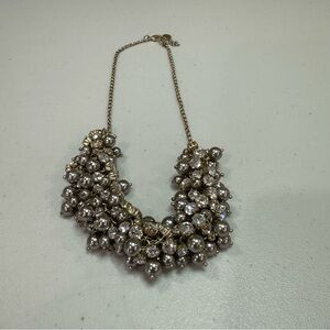 Danielle Stevens chunky statement necklace,beads,rhinestones,gold/grey